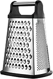 Profi Käsereibe - Edelstahl - 4 Seiten - Ideal für Parmesan Käse, Gemüse, Ingwer - Spülmaschinenfest - Schw