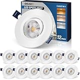 QOJUX LED Einbaustrahler 230V, 12er Set Flach LED Spot 5W Schwenkbar, Warmweiß Neutralweiß Kaltweiß Deckenspots Einbauleuchten 500LM, 64–80mm Lochmaß, IP44 Deckenstrahler für Badezimmer Kü