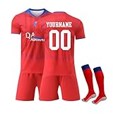 Generisch PSG Fußballtrikots Personalisiert mit Eigenem Namen Nummer, 2025/2026 Fussball Trikot Shorts Socken Trainingsanzug Sets Für Fußball Fans für H