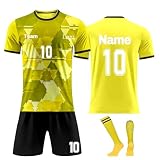 Generisch Personalisierte Fußballtrikots mit Namen, Nummern und Logos, Fussball Trikots Shorts und Stutzen für Kinder/Erwachsene, Fußballtrikots für Jungen/Herren, Trainingsanzüg