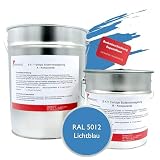 MANADATEC 2K Epoxidharz farbig Bodenbeschichtung Epoxy Fußbodenfarbe Betonfarbe Garage Werkstatt Keller Industrie Estrichfarbe (2,5kg, RAL 5012 Lichtblau)