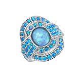 Ring Ringe Damen Bijouterie Herren Blauer, Rosafarbener Und Weißer Luxuriöser Großer Ring Für Damen, Einzigartig Und Bezaubernd, 8 Silb