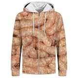 LUSIMIN Lustige Lebensmittel Hoodie Mit Reißverschluss Unisex, Männer Langarm Pullover Kapuze Frauen, Wurst Pizza Fast Food Print Hoodies Personalisierte Kleidung Cosplay Party (A,5XL)