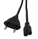 Naths Hardware | Euro-Netzkabel 1,8m | Netzteil 2-polig für Xbox One, PS4, Radio, Fernseher, UVM. | Euro 8 Doppelbuchse auf Netzstecker mit Schutzkontakt | Stromkabel schw