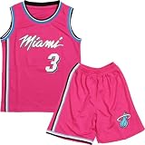 DaceStar Basketball Trikot Kinder, # 3 Basketball Kleidung Kinder, Basketball Trainings Ärmellos Trikot und Short, Jungen Basketball Trikot, Kinder Basketball Trikot Set für 4-14 Jahre, Rosa XL
