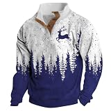 Weihnachts Sweatshirt Männer - Herren Sweatshirt Pullover Langarm Sweatshirt Langarm Weihnachts-Shirt Langarm Sweatshirt Jungen Vielseitiges Warmes Sweatshirt für Herren und D