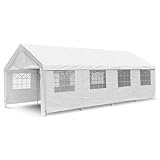 Nexos Hochwertiges Festzelt Partyzelt Bierzelt Gartenzelt PE-Pavillon stabil wasserdicht 4 x 8 m weiß