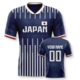 Yolovi Japan Personalisiertes Fussball Trikot 3D Druck Football Shirt mit Ihrem Namen und Nummer Hip Hop Football Jersey für Herren Damen Kinder, Small-6X-Larg