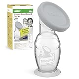 haakaa 100 ML Handmilchpumpe mit Silikondeckel und Saugfuß, Transparent Manuelle Brustpumpe, Silikon Milchpumpe & Muttermilchauffänger, Gesund und H