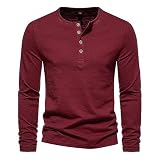 Poloshirt Herren Langarm, Poloshirts Für Herren Mit Kragen, Basic Langarm Shirt Sport V-Ausschnitt Sommer Polohemd Mit Knopfleiste Bügelfrei Men Polo T Shirt Tops Casual Trachten Poloshirt H
