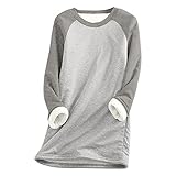 CCOOfhhc Damen Fleece Langarm Sweatshirts Winter Warm Unterhemd Rundhals Fleece Plüsch Sweatshirt Ohne Kapuze Thermounterwäsche Langarm Teddy Gefüttertes Gemütlich Pulli Home Ob