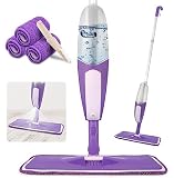 SEVENMAX Bodenwischer mit Sprühfunktion - Spray Floor Mop Sprühwischer für die Bodenreinigung mit 550 ml Nachfüllbarer Flasche und 3 Waschbaren Pads, für Laminat, Holz, Keramik, Fliesen, B