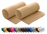 wometo 2er Set Polar Fleecedecke oekoTex 130x160 ca. 400g mit Anti-Pilling und Kettelrand beige S