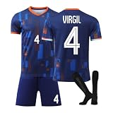 Holland 24 Fußball Trikot, Holland Hause/Auswärts Fußball Trikot für Kinder Erwachsener, Fussball Trikots Shorts und Socken Anzug Jungen H