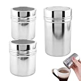 Fenayuu Puderzuckerstreuer | Puderzucker Spender Für Kaffee | 3 Teile Edelstahl Spender Küchenausstattung Für Bäckerei Restaurant Café Imb