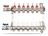 Heizkreisverteiler inkl. 1' Kugelhähne | 6 Heizkreise - Fußbodenheizung mit automatischen Entlüftern & D