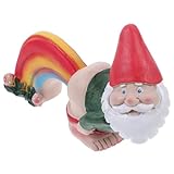 Homoyoyo Regenbogen Gartenzwerg Statue aus Robustem Harz Kompakte Outdoor Gartenfigur Wetterfest und Lichtecht Dekoratives Zwergenornament für Terrasse und R