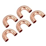 PATIKIL 5/16' OD 18x28mm Kupferrohrbogen Fitting, 5 Stück 180 Grad Biegung Schweiß Lötverbindung Für HVAC Klimaanlage S