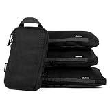 Albatross Compression Packing Cubes | Packing Cubes for Suitcases and Backpacks | Made from Recycled Fabric (Compression Set of 4 - Black)