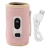TOPINCN Baby-Milchflaschenwärmer, 5 Geschwindigkeiten, Tragbarer Flaschenwärmer, Babymilch-Wärmebehälter mit LED-Anzeige, USB-Flaschenwärmer für Autoreisen (Rosa)