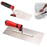 2-teiliges Set Edelstahl Maurerkelle: Glättekelle Edelstahl-Glättekelle Set mit Putzkellen Set Stukkateurspachtel mit Gummigriff, Stuckateur Werkzeug FürPutzmassen, B