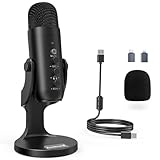 ZealSound USB Mikrofon, Plug & Play Kondensator Mikrofon für PC/iPhone/Handy mit Rauschunterdrückung & Mute – für Podcast,Streamer,Gamer,YouTube,ASMR auf Mac Windows PS5–inkl.USB-C & Lightning Adap