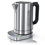 3000 Watt Edelstahl Wasserkocher mit Temperaturstufen - 4 wählbare Temperatureinstellungen - Warmhaltefunktion 30min - 3000W Leistungsaufnahme Schnellkoch Wasserkocher - integrierter Kalk
