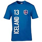 FanShirts4u Herren Fan-Shirt Jersey Trikot - Island/Iceland - T-Shirt inkl. Druck Wunschname & Nummer WM EM (L, Iceland/blau)