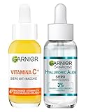 Garnier Anti-Makel Gesichtsserum Vitamin C+ mit Niacinamid Salicylsäure Melasyl 30ml + Hyaluronic Aloe Aufpolsterndes Gesichtsserum mit Glycerin Hyaluronsäure und Aloe Vera feuchtigkeitsspendend 30
