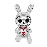 GNOCE Häschen Puppe Schädel Charm Perle aus 925 Sterling Silber mit Gothic Style Passt Alle Armbänder und Halsketten Bestes Schmuck Geschenk für Frau M