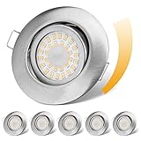 LED Einbaustrahler 230V Flach Dimmbar LED Spots 6W IP44 Bad Einbauleuchten Deckenspots Deckenstrahler,Warmweiß 3000K Schwenkbar Einbauspots für Badezimmer Küche Wohnzimmer,6er S