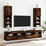 HOMEELIKE TV-Schränke mit LED-Leuchten 2 STK. Räuchereiche 30,5x30x102