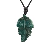 Zarte Halskette mit Anhänger Aus Naturstein in Blattform und Verstellbarem Band Edelsteinkette für Damen und Herren Blatt Charm Heilkristall Choker Amulett Schmuckgeschenk Geschenkidee I
