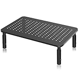 Bracwiser Monitor Ständer Monitor Erhöhung Schreibtisch 3 Höhenverstellbare Bildschirmerhöhung mit Gitterlochplattform für Laptop, Computer, PC, Drucker, Beamer bis zu 20 kg Monitorständer Schw
