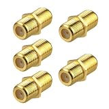 Yiudbaoo Koaxialkabel-Stecker, Buchse auf Buchse, Koaxial-Verlängerung, TV-Kabel, RG6, F-Typ, vergoldet, 5 Stück