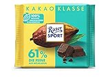 Ritter Sport Die Feine 61 % aus Nicaragua 100 g, pure Edel-Bitterschokolade aus hochwertigem Kakao, dunkle Tafel Schokolade mit kräftigem Kakaogeschmack