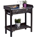 dobar® Design Pflanztisch mit 2 Schubladen | Gärtnertisch mit Ablageboden | Umtopftisch aus massivem Fichtenholz | Blumentisch für Garten/Terrasse/Balkon | 79 x 39 x 90 cm | Schw