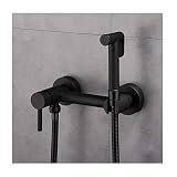 CDZYMY Schwarzes Bidet-Sprühhahn-Set mit Kalt- und Warmwasser, Messing, Hand-WC-Bidet-Aufsatz, Drucksprüher, Wandmontage, tragbares Dusch-Sprühset/Stil A (Stil A) (Stil B) (Stil A)