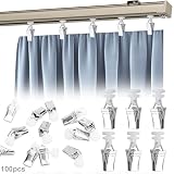 100 Stück Gardinenklammern für Schienen, Vorhang Clips, Gardinen Clips, Vorhang Klammern mit Rollen Gardinenröllchen mit Klammer Gardinenhaken Gleiter Set für Vorhänge Türvorhänge Duschvorhäng