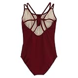 BOZEVON Damen Ballett Trikot - Elegant Ballettanzug Bodysuit Gymnastikanzug Ärmellos Elastischer Tops Jumpsuit Ballettkleidung mit Spaghettiträgern (Karmesinrote)
