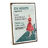 TypeStoff Holzschild mit Spruch – Haushalt – im Vintage-Look mit Zitat als Geschenk und Dekoration zum Thema Motivation, Putzen und Aufräumen - HS-00819