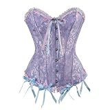 Damen-Korsett im Vintage-Stil, Gothic-Party, Blumenmuster, schmal, Mittelalter-Shirt, ärmellos, violett, XL