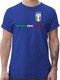 T-Shirt Herren - Fußball EM WM - Italien Trikot Wappen | Italia mit Stolz | Italienisches Fan-Motiv - L - Royalblau - Italien. fussballtrikot Fussball Shirt männer Europameisterschaft Italy T
