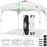 COBIZI Pavillon 3x3m Wasserdicht Stabil Winterfest Faltpavillon Partyzelt Gartenpavillon, 3 Seitenteilen, Pop Up Pavillon Faltbar für Camping, Festival, Gärten, Strände,Geschäft mit 4 Sandsäcke,Weiß