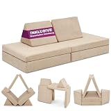 Linodino® Spielsofa | Kindersofa aus Schaumstoff Bausteine - Spielsofa für Kinder & Kuschelecke im Kinderzimmer [OHNE Harte Teile] 10 Farben zur Wahl | Strand Beig