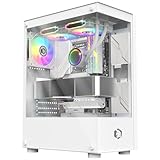 EMPIRE GAMING - (2024 Neu) Gamer PC-Gehäuse CM-241 – ARGB Medium Tower ATX, Micro-ATX und ITX – 3 Lüfter 120 mm 3 Pins 5 V LED RGB Adressierbar – MB Sync – Mid Tower weiß