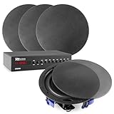 Power Dynamics Installationslautsprecher-Set mit 4 flachen Lautsprechern – Bluetooth – 80 W – Schw