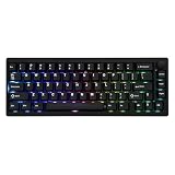 EPOMAKER P65 QMK/VIA Kabellose Aluminium-Gaming-Tastatur, Gasket-Mount, Bluetooth/2.4Ghz/USB(A to C), Hot Swap fähig, N-Key-Rollover, für Mac/PC/PS/Xbox (Schwarz, Wisteria Linear Schalter)