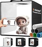 DUCLUS Fotobox, 25x25 cm Fotostudio Set für Produktfotografie, Faltbare Mini Lichtbox mit 96 LEDs, 6 wasserdichte PVC Hintergründe für kleine Geg
