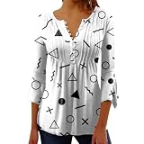 CGGMVCG Damen-Top, 3/4-Ärmel, Herbst-Top, 3/4-Ärmel, Grafik-T-Shirts für Damen, Vintage-Langarm-Shirt, Schwarz , XL